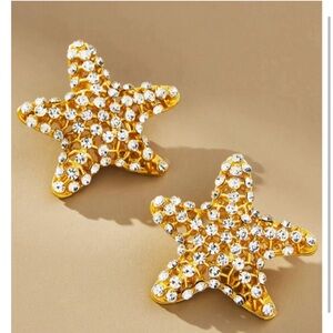 Anthropologie Crystal Starfish Post Earrings . New!